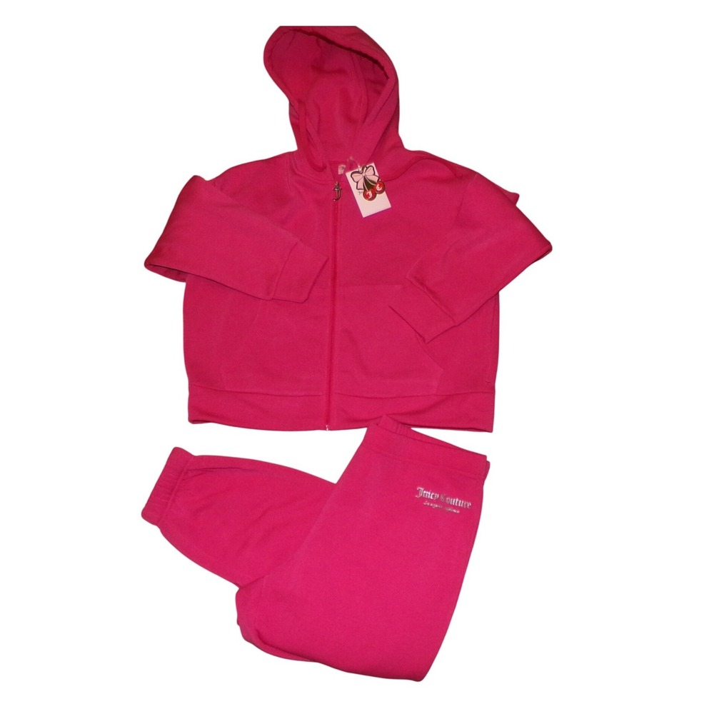 Juicy Couture Womens LRG Hot Pink Fleece Tracksuit Hoodie Jogger Set NWT